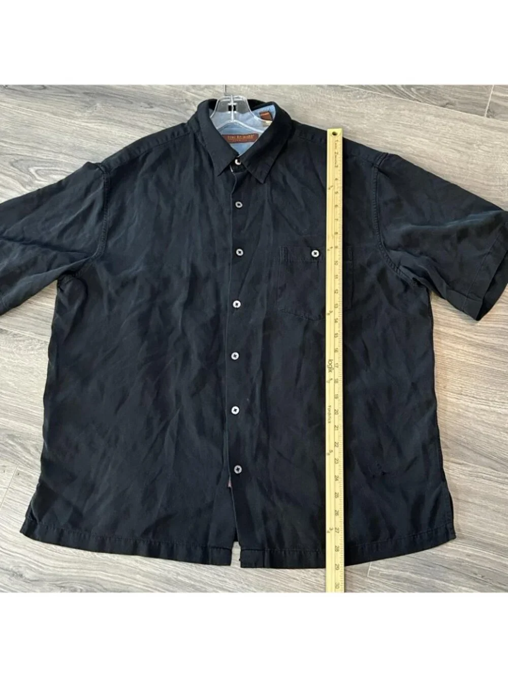 Tori Richard Shirt Mens XL Black Silk Seaplane Embroidered Hawaiian Aloha Camp